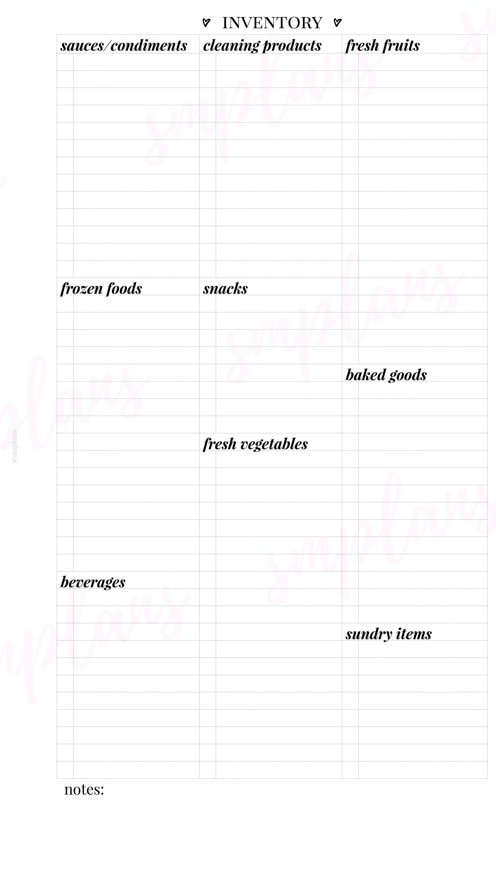 Food Pantry Inventory Shopping List Reference Meal Etsy