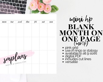 Blank Month on One Page (MO1P) - Mini Happy Planner