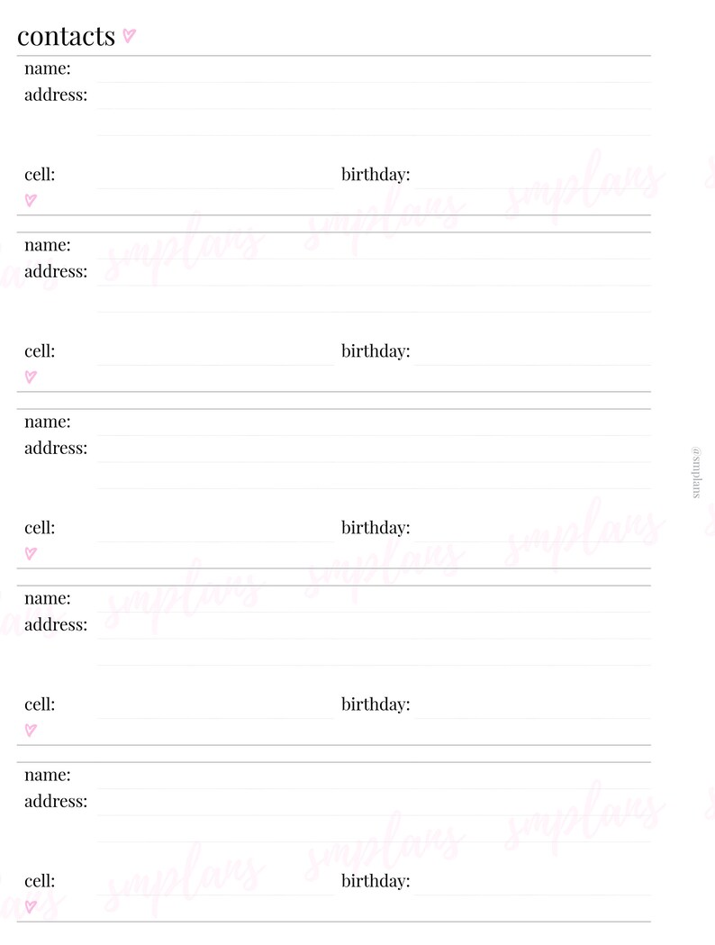 Contacts addresses Phone Numbers B6 Rings Etsy