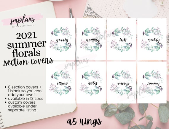 2021 Summer Florals Section Covers A5 Rings 2021 Summer Florals Section Covers A5 Rings