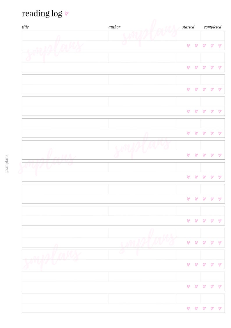 Reading Log Mini Happy Planner Mini HP Etsy