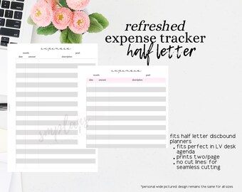 Refreshed Expense Tracker (Budget) (Finance) - Half Letter Size