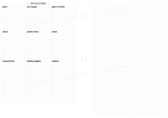 Food Pantry Inventory Shopping List Reference Meal Etsy