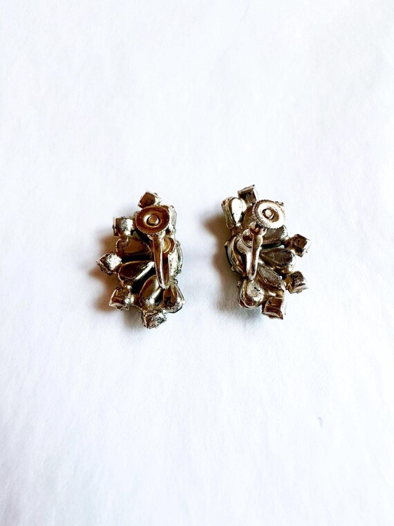 1960s Green Rhinestone Crawler Earrings View 5