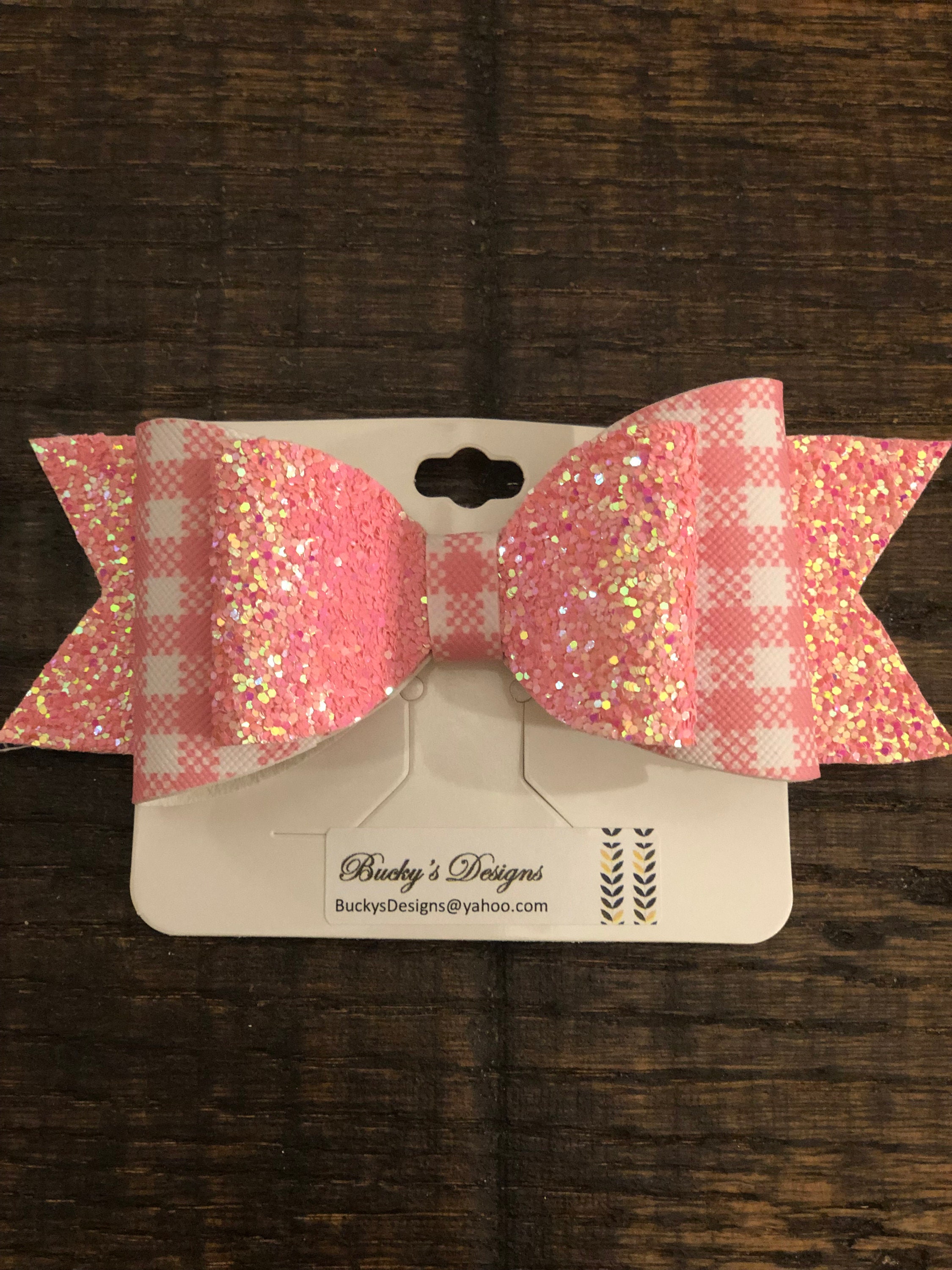 GREEN AND WHITE SPARKLY GLITTER 3/" DOUBLE HAIR BOW GIRLS ALLIGATOR CLIP