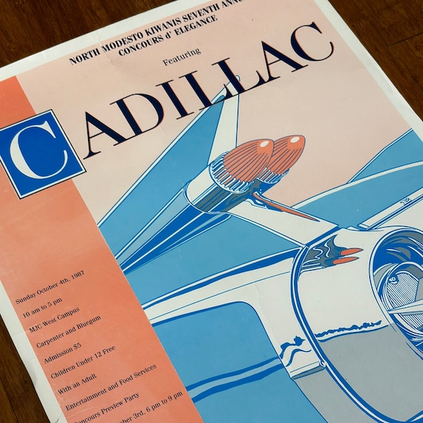 1950s Cadillac Display Poster | Kiwanis Poster | James Long Poster | Mid Century Modern Cadillac