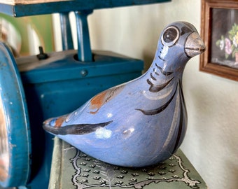 Vintage Blue Tonala Mexican Pottery Bird | Tonala Dove | Mexican Ceramic Art | Mexico Decor | Mexican Gift