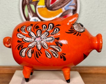 Mid Century Modern Italian Pottery Pig | Bitossi Style Italian Ceramic Art Cookie Jar