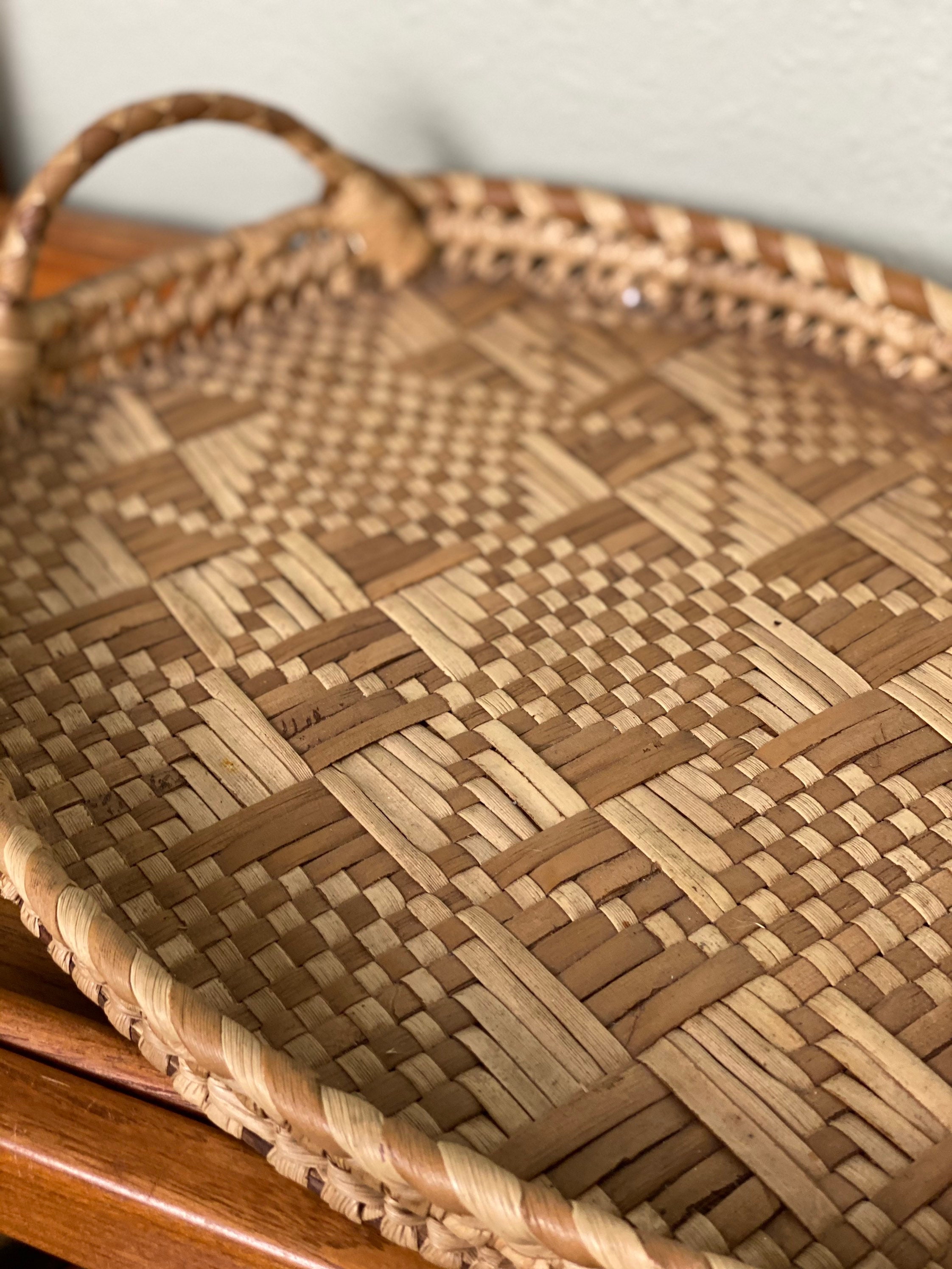 Vintage Woven Tray Boho Serving Tray Woven Tray Wicker Etsy