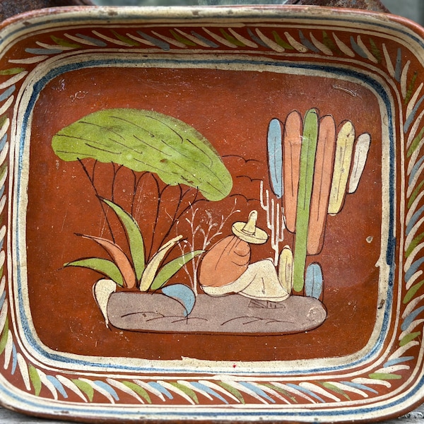 Vintage Mexican Pottery tlaquepaque  Bowl | Mexican Decor | Mexican Folk Art