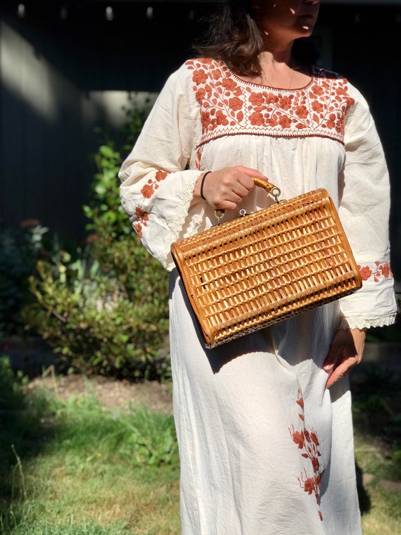 Vintage Wicker Purse | 1940s Basket Purse | Lunchb