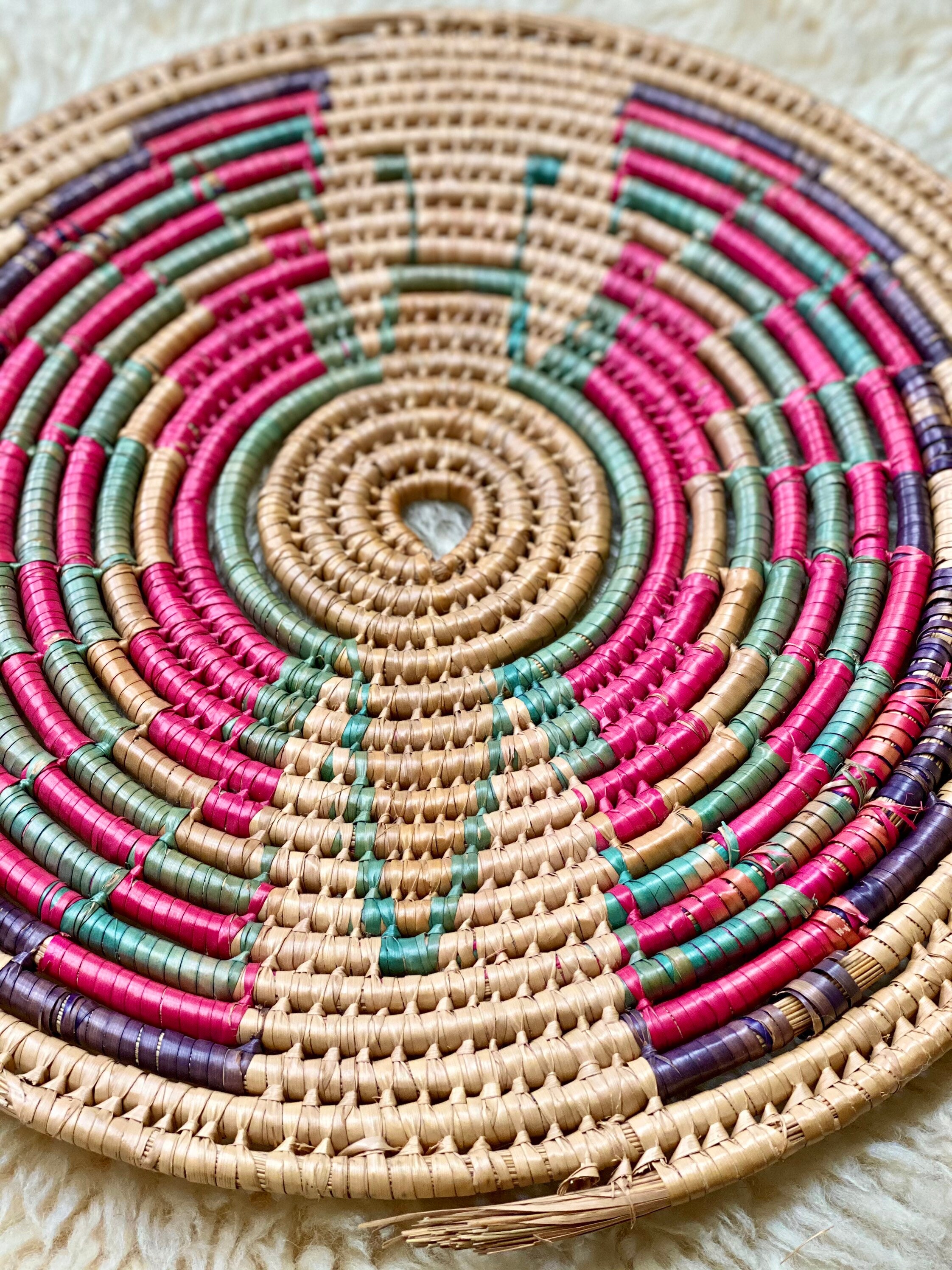 Vintage Mexican Woven Basket Coil Butterfly Wall Basket | Etsy