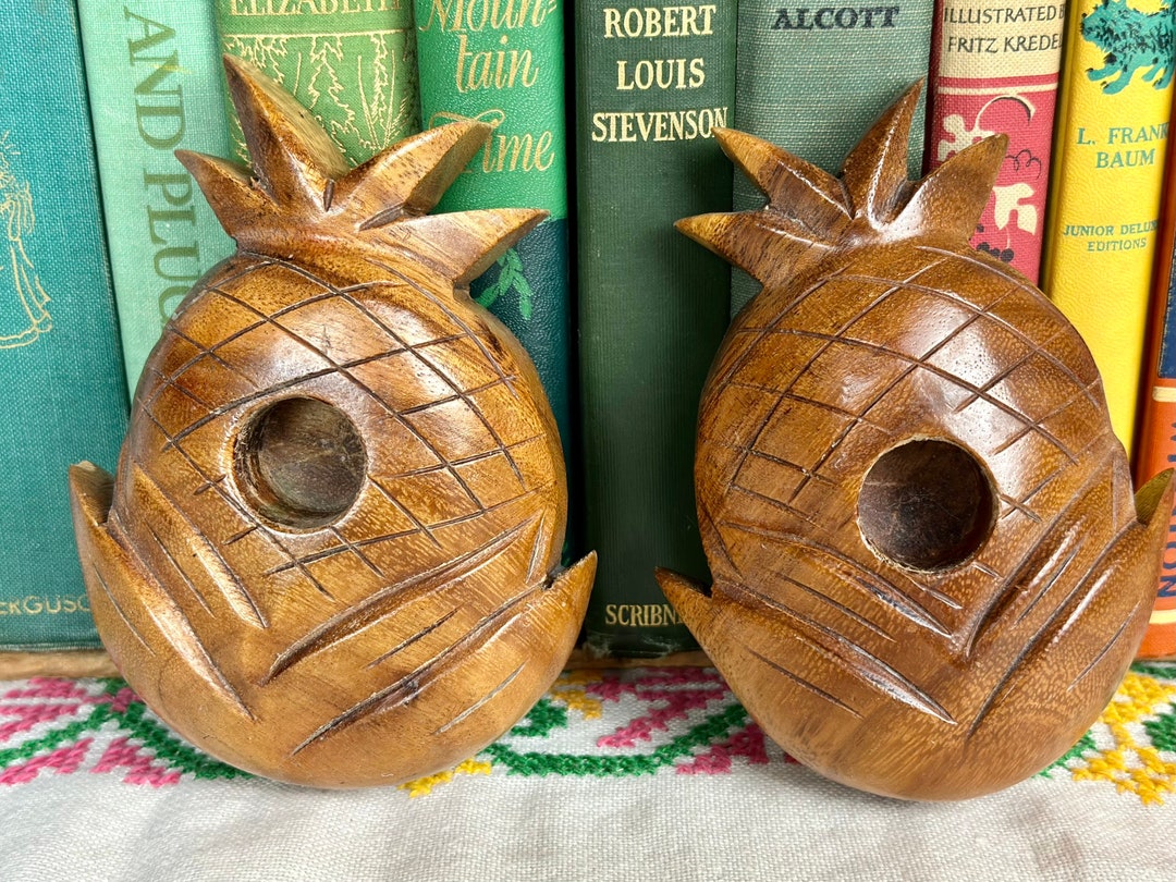Hawaiian Pineapple Candle Holders Wooden Pineapple Candle Holders Etsy