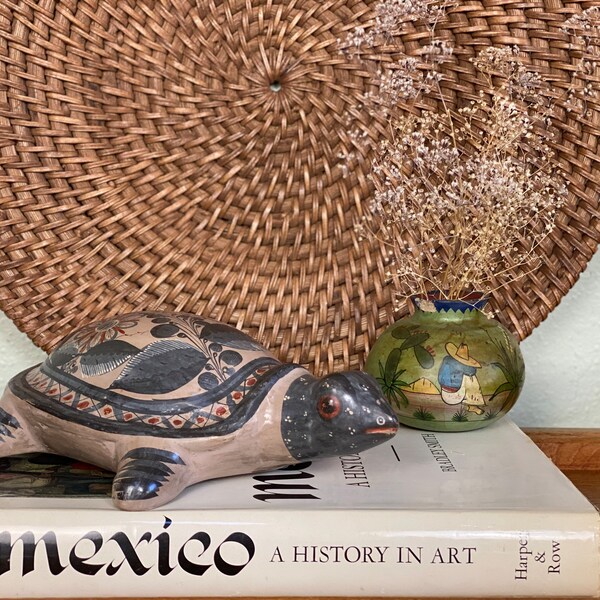 Mexican Pottery Tonala Turtle | Large Tonala Turtle | Mexico Folk Art | Mexican Decor