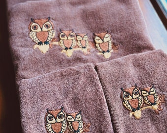 Vintage Martex Owl Towel Set / Vintage Owl Toalla de baño / Vintage Owl Toalla de mano / Baño retro