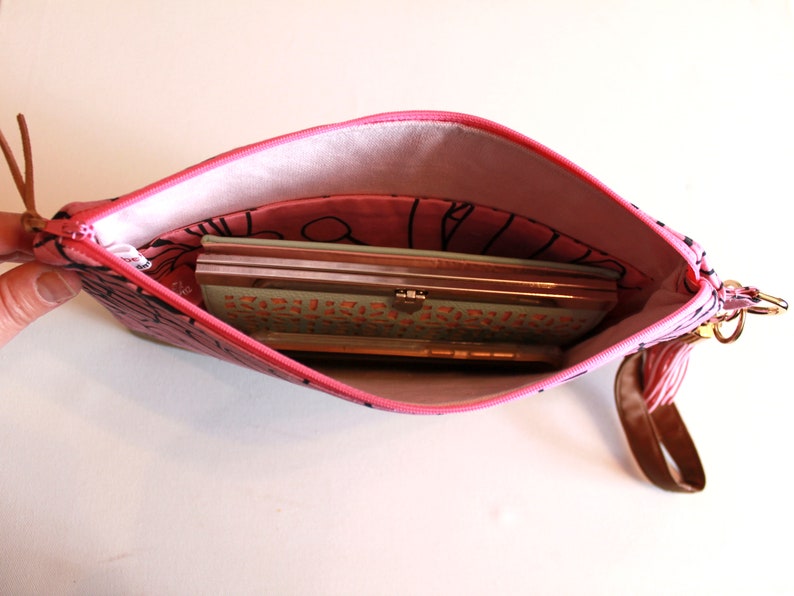 Navy + Pink Daisy Canvas Small Backpack Clutch main image 0
