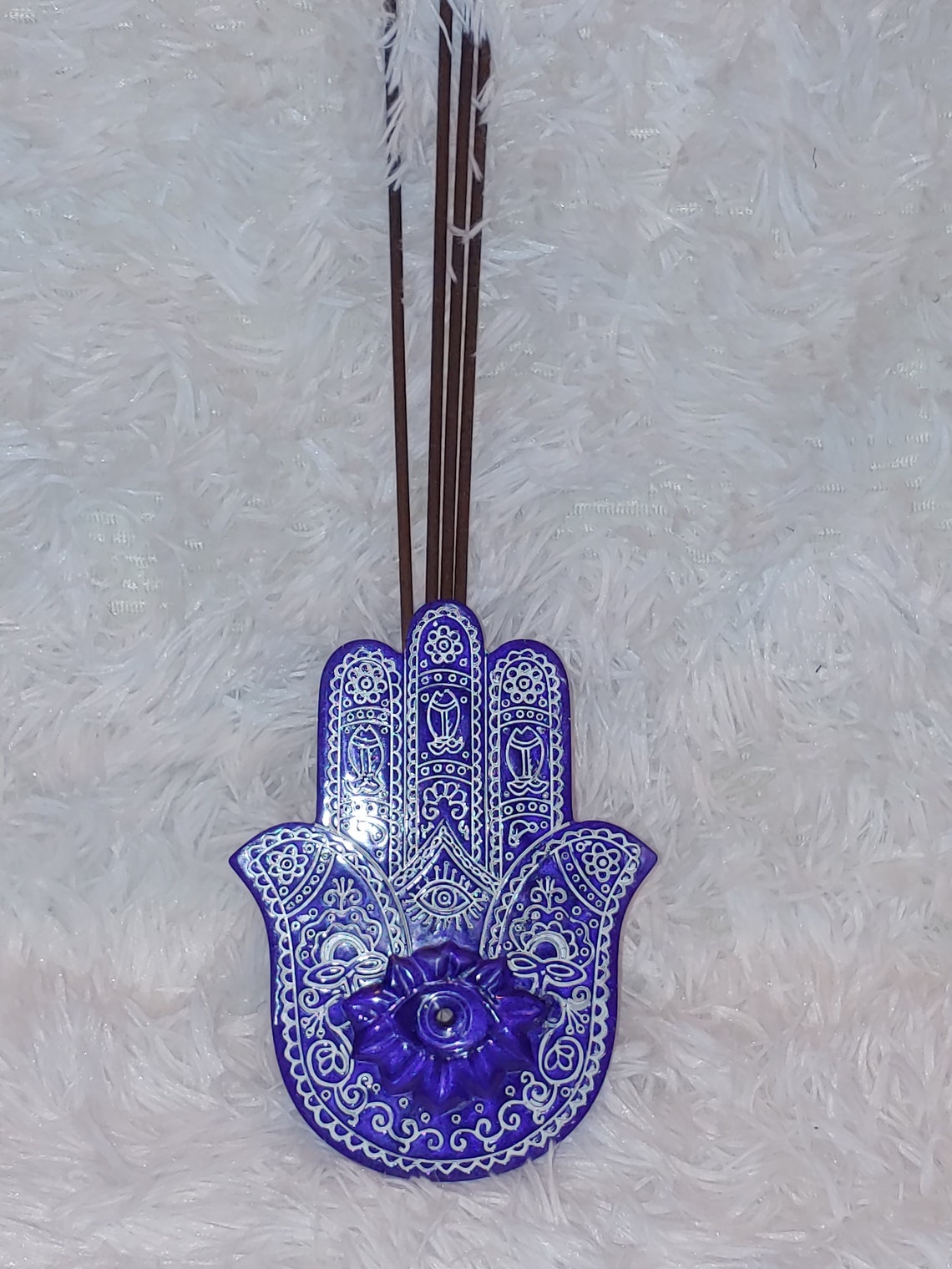 Hamsa Hand Incense Holder W/5 Incense Sticks Spiritual Etsy