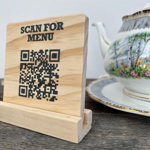 QR Code Menu Sign, Custom Wood Tabletop Scan for Menu, Wooden Sign, QR ...