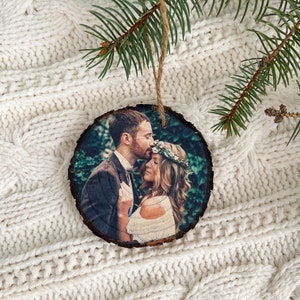 Personalized Christmas Ornament, Photo Ornament, Engaged Ornament, Custom Photo Gift, Memorial Ornament