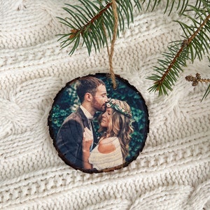 Personalized Wood Photo Slice Ornament, Custom Christmas Gift