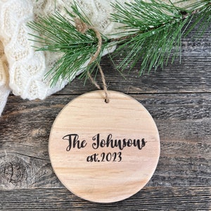 Custom Wood Photo Ornament, Wedding Ornaments, Personalized Christmas Ornament, Rustic Decor, Christmas Photo Gift, Wood Slice Ornament image 2