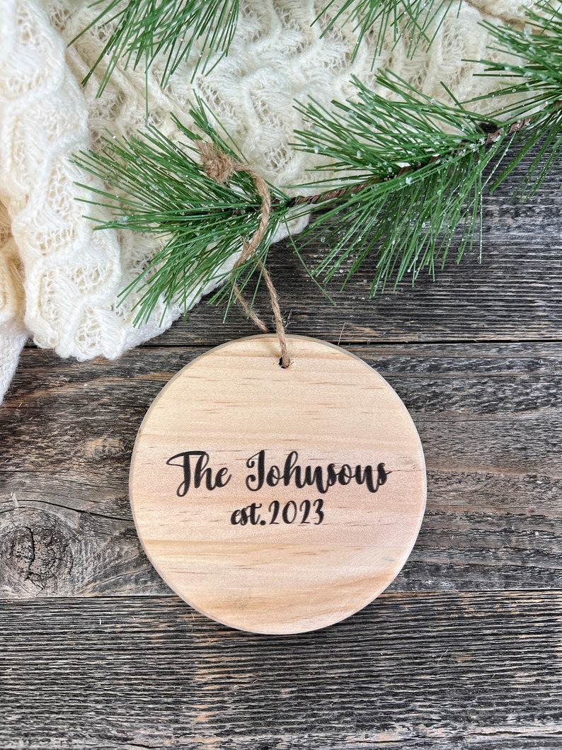 Custom Wood Photo Ornament, Wedding Ornaments, Personalized Christmas Ornament, Rustic Decor, Christmas Photo Gift, Wood Slice Ornament image 2