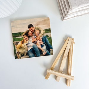 Personalized Mothers Day Gift, Wood Photo Tile With Easel, Custom Wood Photo Tile, Gift For Mom, Wedding Day Gift, Housewarming Gift image 4