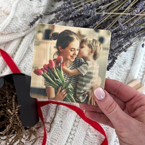 Personalized Mothers Day Gift, Wood Photo Tile With Easel, Custom Wood Photo Tile, Gift For Mom, Wedding Day Gift, Housewarming Gift image 7