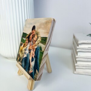 Personalized Mothers Day Gift, Wood Photo Tile With Easel, Custom Wood Photo Tile, Gift For Mom, Wedding Day Gift, Housewarming Gift image 2