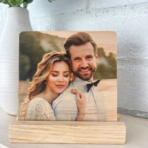 Personalized Mothers Day Gift, Wood Photo Tile With Easel, Custom Wood Photo Tile, Gift For Mom, Wedding Day Gift, Housewarming Gift image 5