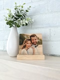 Personalized Wood Photo Plaque with Stand: Rustic Picture Gift