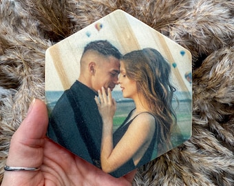 Personalized Wood Photo Magnet, Valentines Day Gift