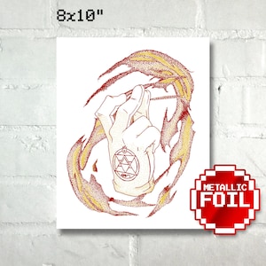 Roy mustang's handschuh mehrfarbiger foliendruck