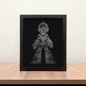 Megaman Blueprint Silver Foil Print Silver