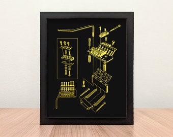 Guitar Tremolo Diagram Foil Print