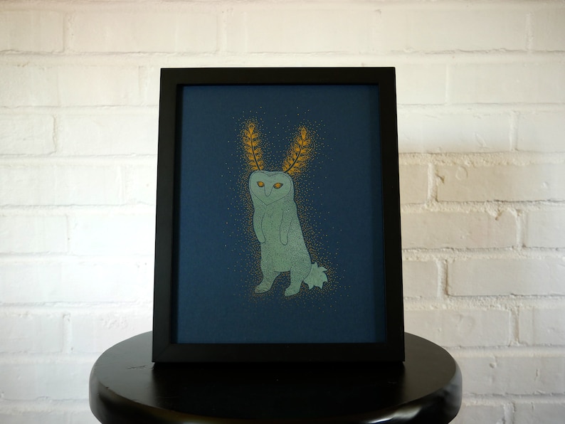 Handmade Video Games Wall Art: Blupee, Gold Metallic Foil Personalized Gift image 4