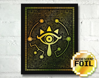 Handmade Video Games Wall Art: Eye Of Truth, Iridescent Gold Foil Personalized Gift