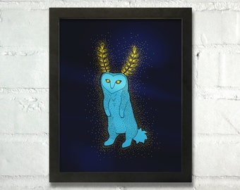 Handgemaakte muurkunst videogames: Blupee, goud metallic folie gepersonaliseerd cadeau