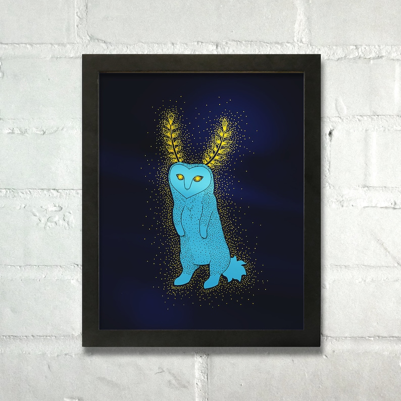 Handmade Video Games Wall Art: Blupee, Gold Metallic Foil Personalized Gift Navy
