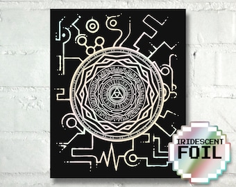 Handmade Video Games Wall Art: Mirror of Twilight, Iridescent Metallic Foil Gift