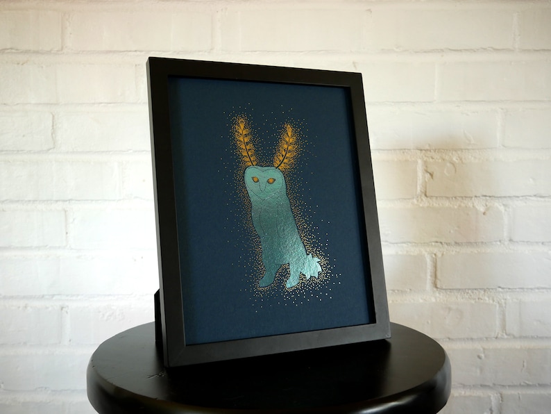 Handmade Video Games Wall Art: Blupee, Gold Metallic Foil Personalized Gift image 5