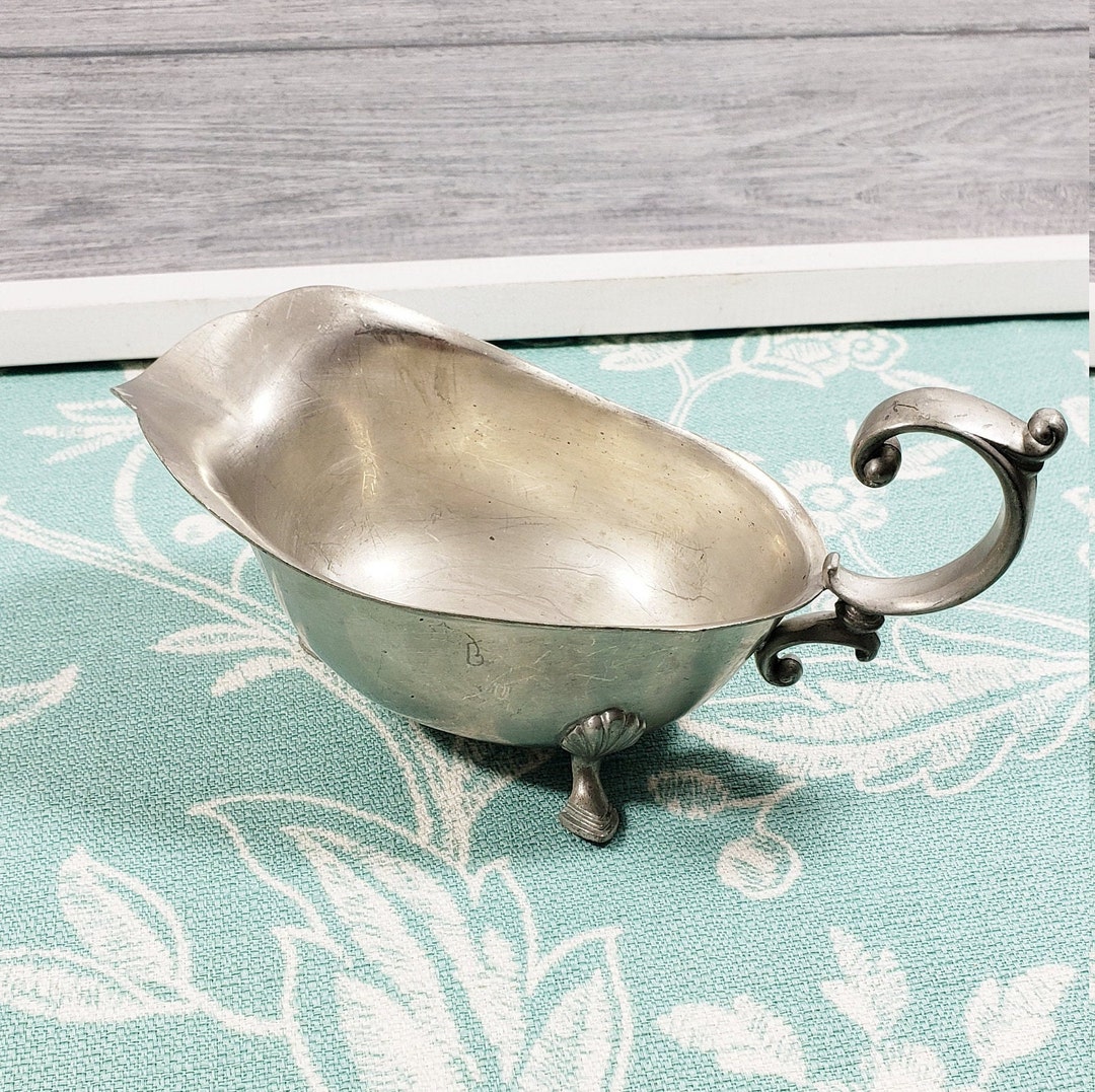 Vintage Pewter Gravy Boat Three Footed Trinket Dish Etsy