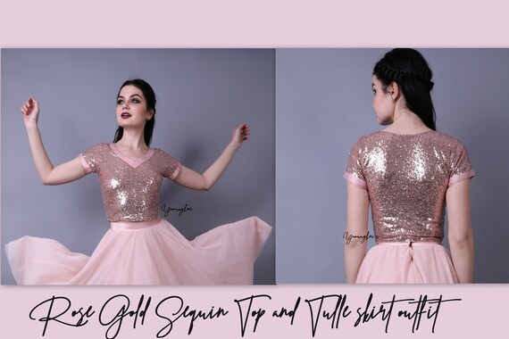 gold sequin top outfit