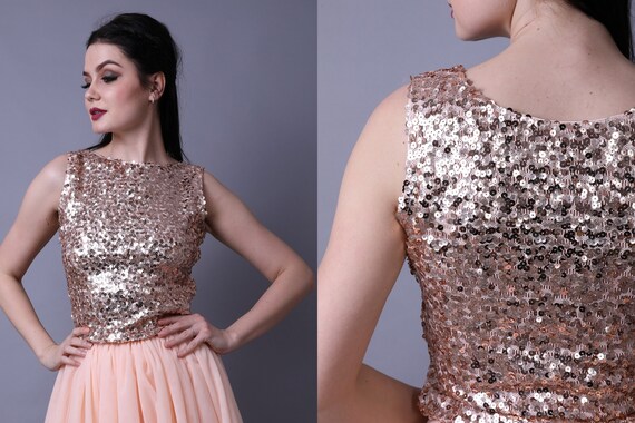 rose gold sequin top dress