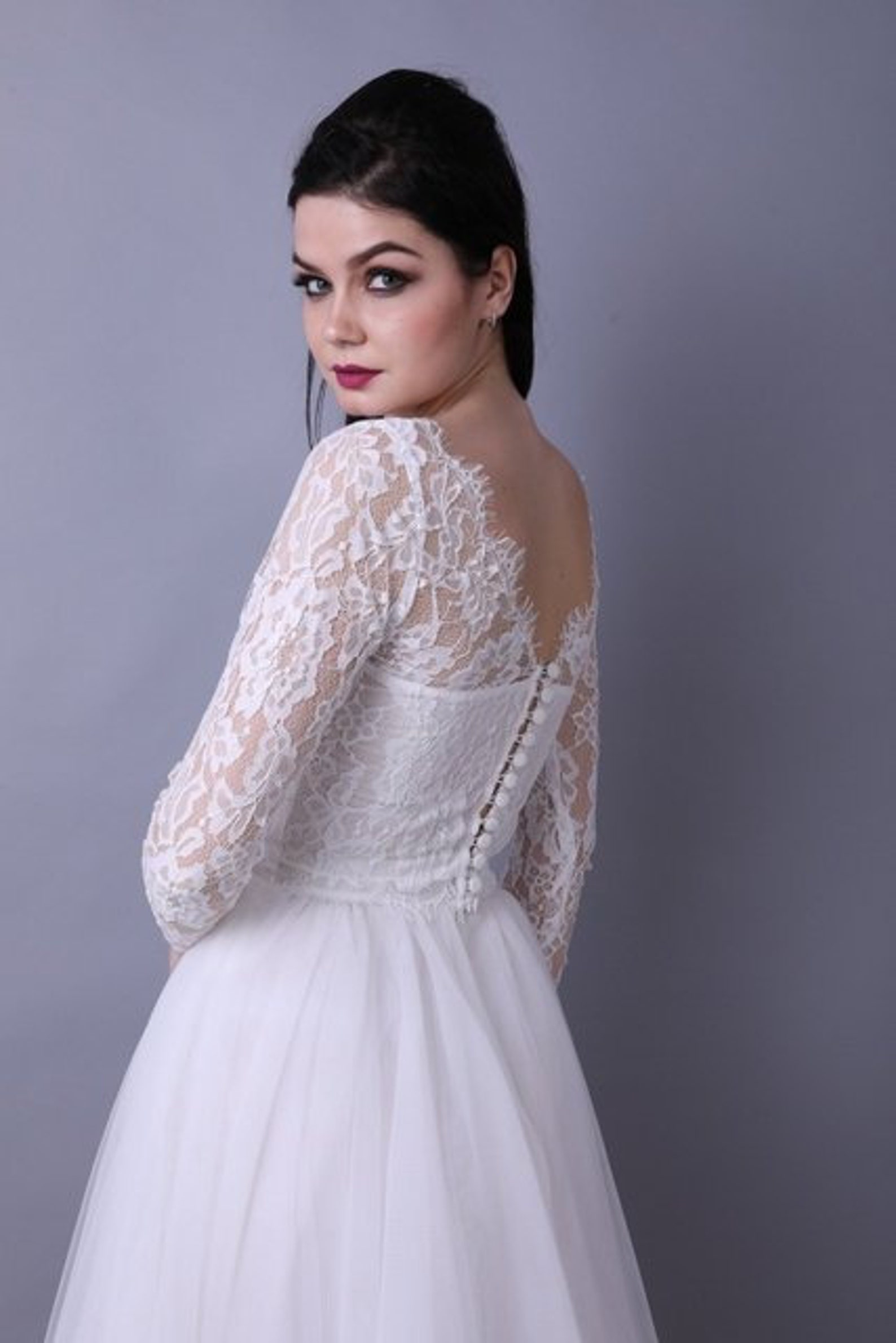 Lace top wedding Lace Prom Tops Long SleeveWedding Dress | Etsy