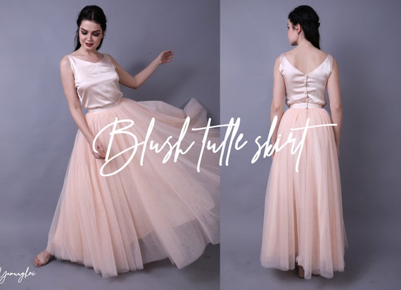blush tulle maxi skirt
