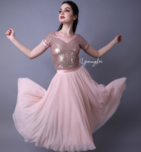 sequin top tulle skirt