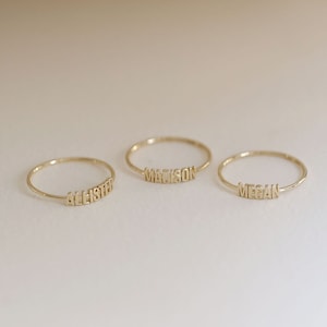 Monogram Ring, Gold Name Ring, Name Band, 10K 14K Solid Gold Ring, Personalized Ring, Minimalist Ring, Gifts for Her