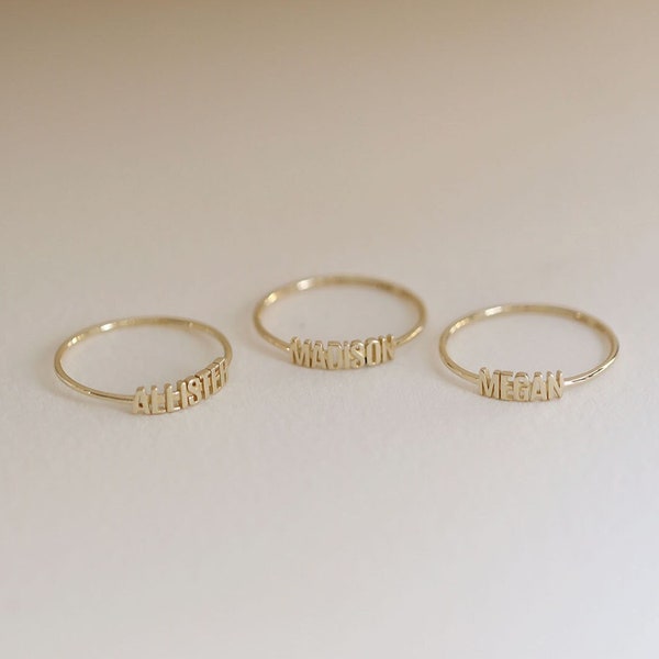 Monogram Ring, Gold Name Ring, Name Band, 10K 14K Solid Gold Ring, Personalized Ring, Minimalist Ring, Gifts for Her
