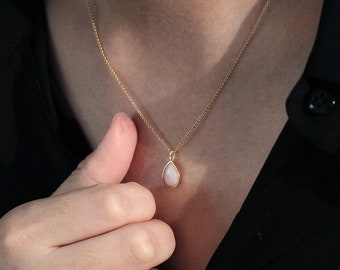 Pear Shape Opal Necklace, Natural Opal Necklace, Minimalist Necklace, Bridal Jewelry, Tear Drop Shape Opal Pendant Necklace